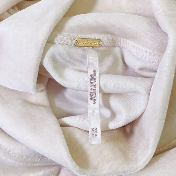 Free People Claudia Velvet Tee Puff Sleeve Mockneck Top Ballet Pink Size XS - Picture 11 of 14